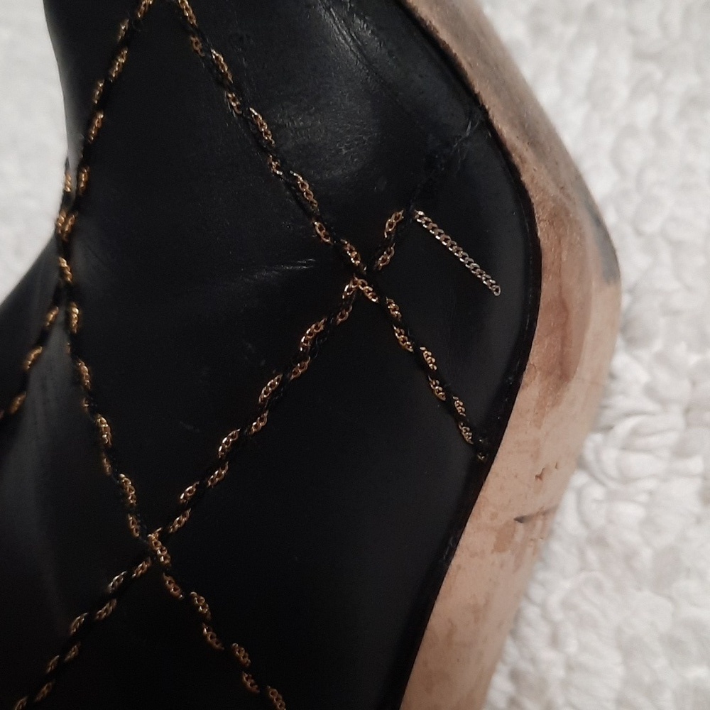 Mia Becar Black Stitched Heeled Boots - Picture 10 of 10